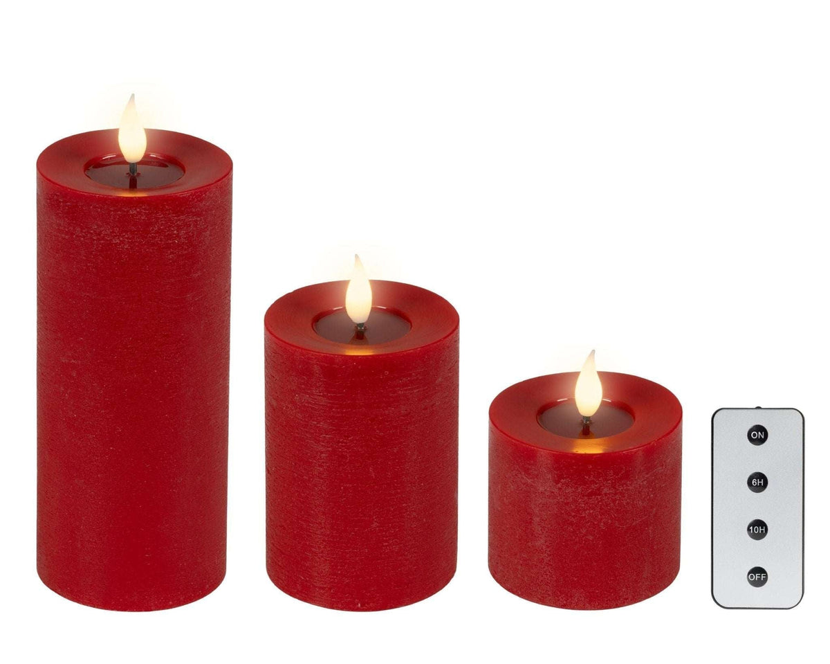 LED-Kerzen 2er & 3er-Set in Rot (Wachsoptik)