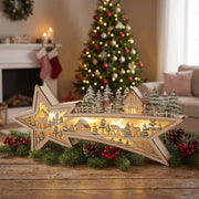 LED-Leuchtstern „Winterlandschaft“ Holz-Mix (43,5 x 18 x 5,5 cm)