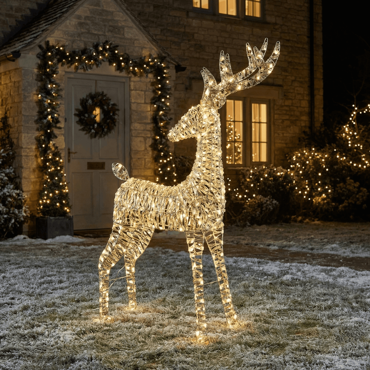 LED-Rentier "Weihnachtszauber" Gold Outdoor (130 x 65 x 18 cm)