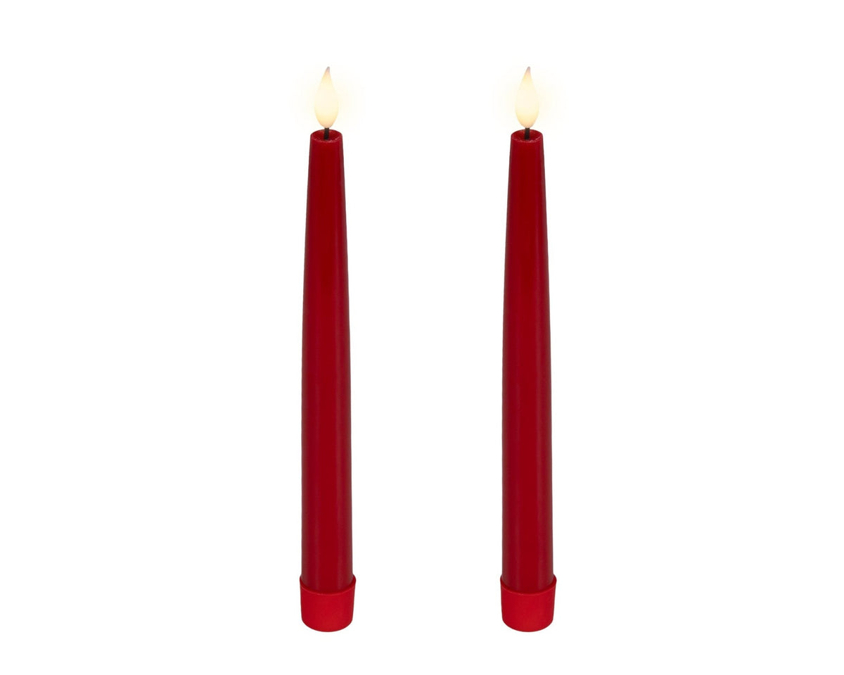 LED-Stabkerzen 2er-Set Wachsoptik Rot (24,5 x 2,2 cm) Indoor