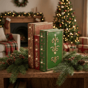 LED-Weihnachts-Dekobücher mit Goldprägung (27 x 18,5 x 15,5 cm)