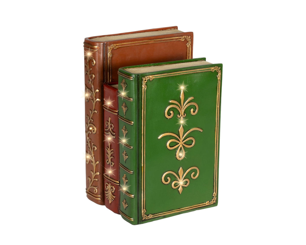 LED-Weihnachts-Dekobücher mit Goldprägung (27 x 18,5 x 15,5 cm)