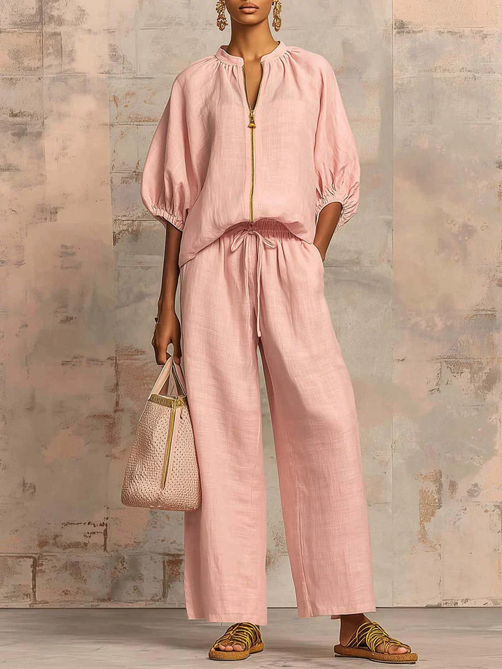 Dawn | Two-piece set: Relaxed-style shirt and wide-leg pants
