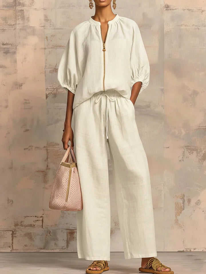 Dawn | Two-piece set: Relaxed-style shirt and wide-leg pants