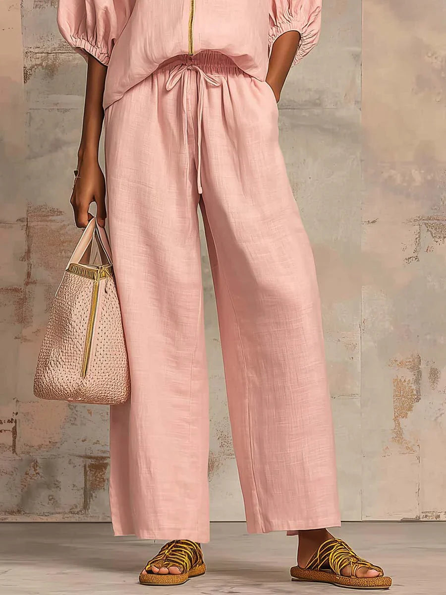 Dawn | Two-piece set: Relaxed-style shirt and wide-leg pants