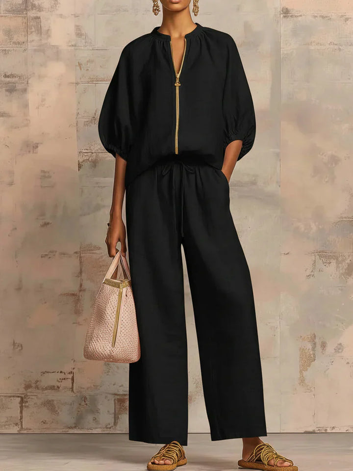 Dawn | Two-piece set: Relaxed-style shirt and wide-leg pants