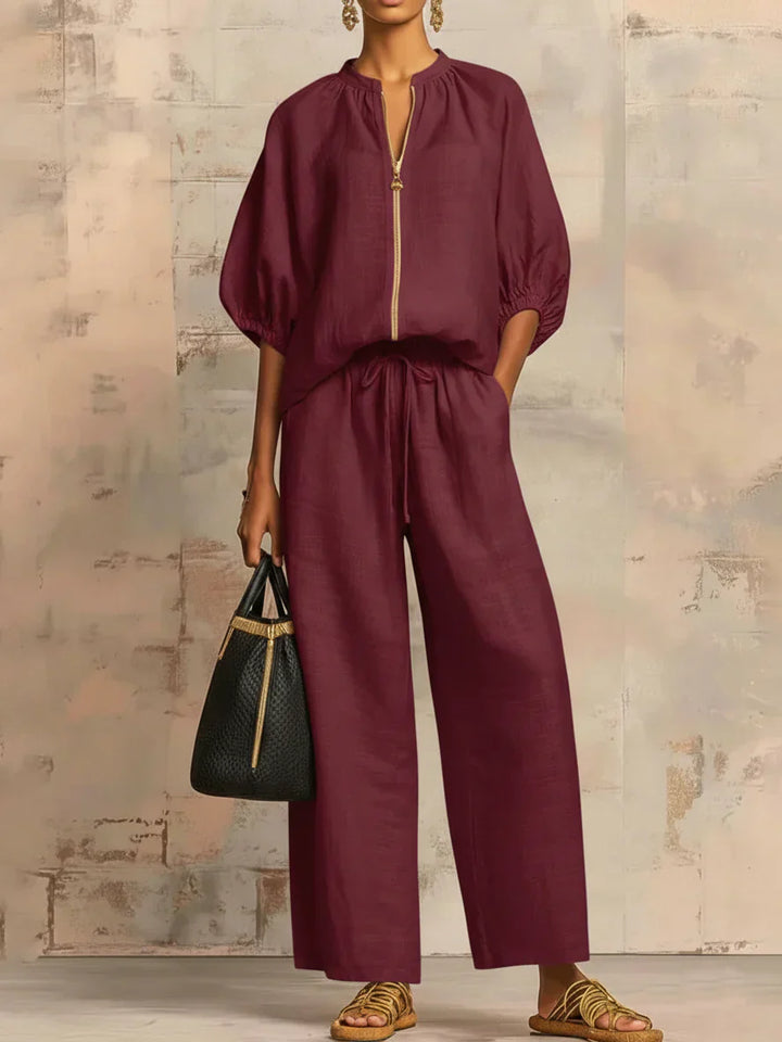 Dawn | Two-piece set: Relaxed-style shirt and wide-leg pants