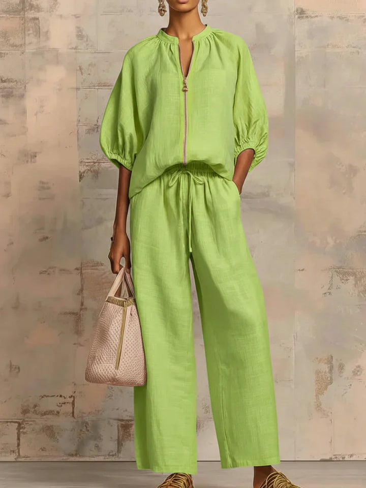 Dawn | Two-piece set: Relaxed-style shirt and wide-leg pants