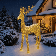 Luxuriöses LED-Rentier Gold Outdoor groß (200 x 96 x 35 cm)