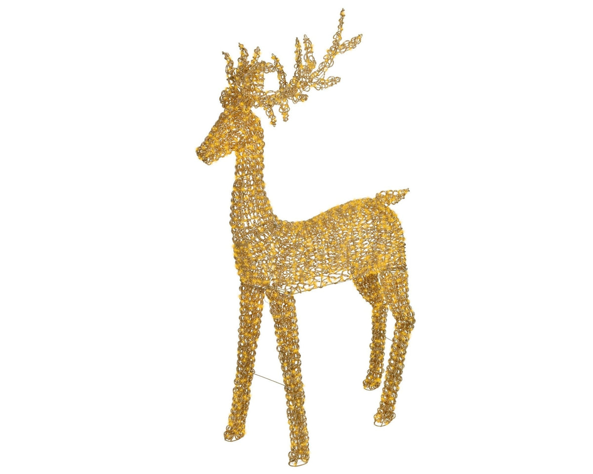 Luxuriöses LED-Rentier Gold Outdoor groß (200 x 96 x 35 cm)