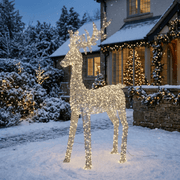 Luxuriöses LED-Rentier Silber Outdoor groß (200 x 96 x 35 cm)