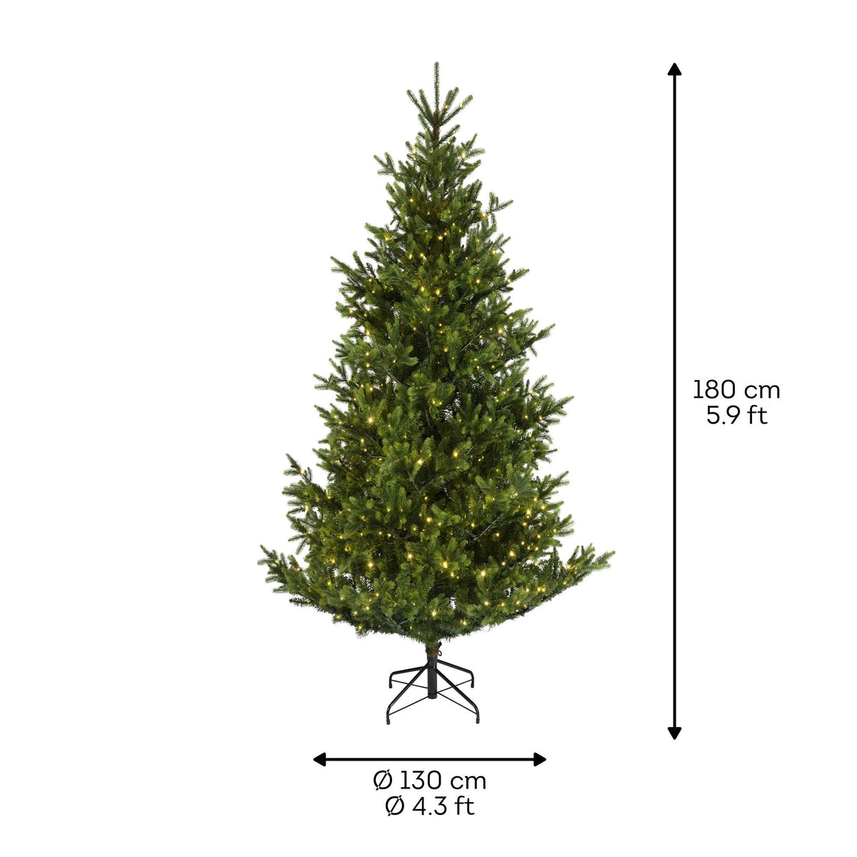 Premium Nordmanntanne mit warmweißer Beleuchtung – 180 cm