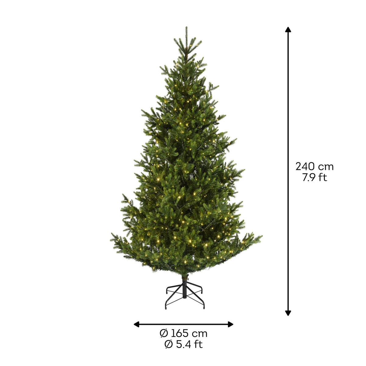 Premium Nordmanntanne mit warmweißer Beleuchtung – 240 cm