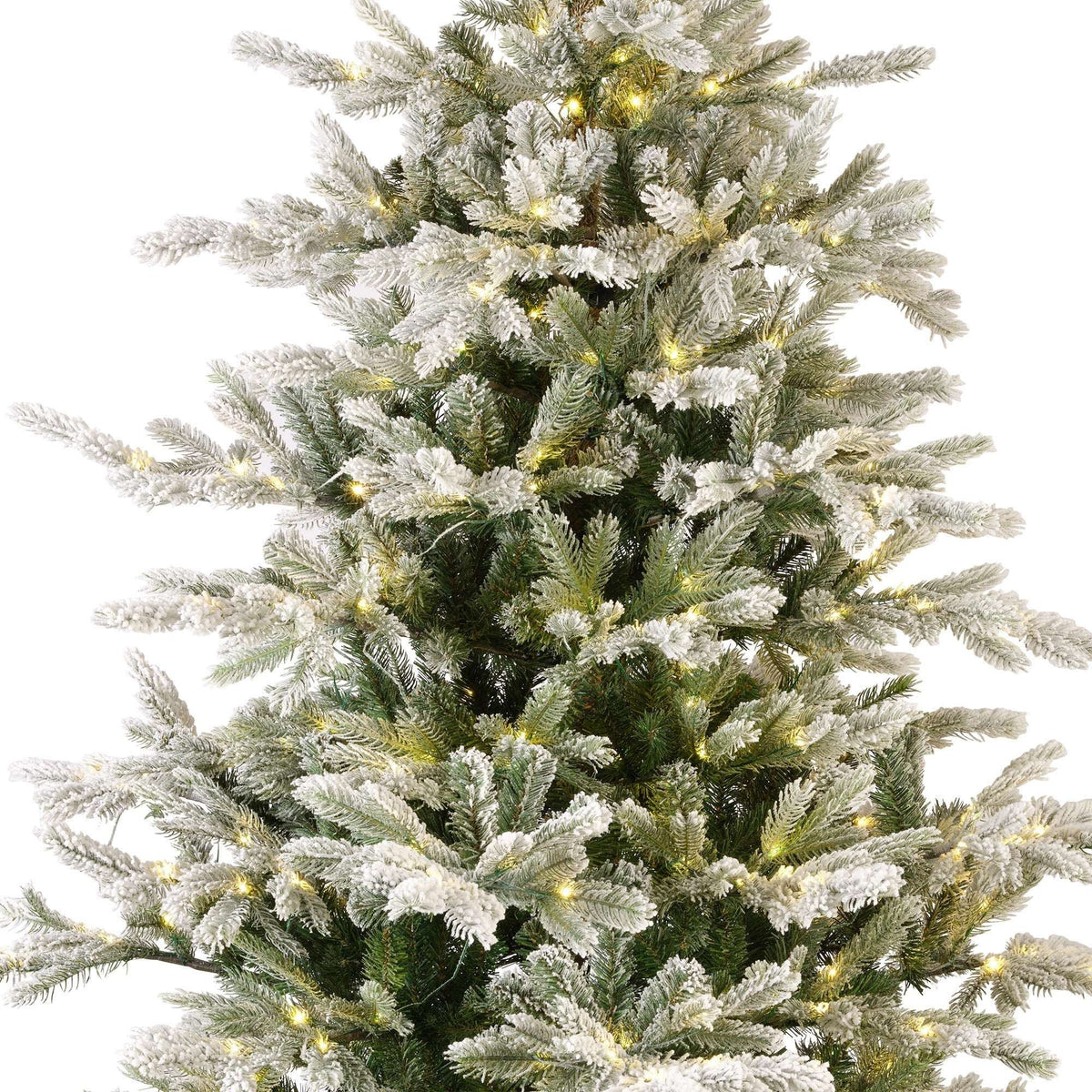Premium Tanne "Grandis Fir" verschneit mit warmweißer Beleuchtung – 210 cm