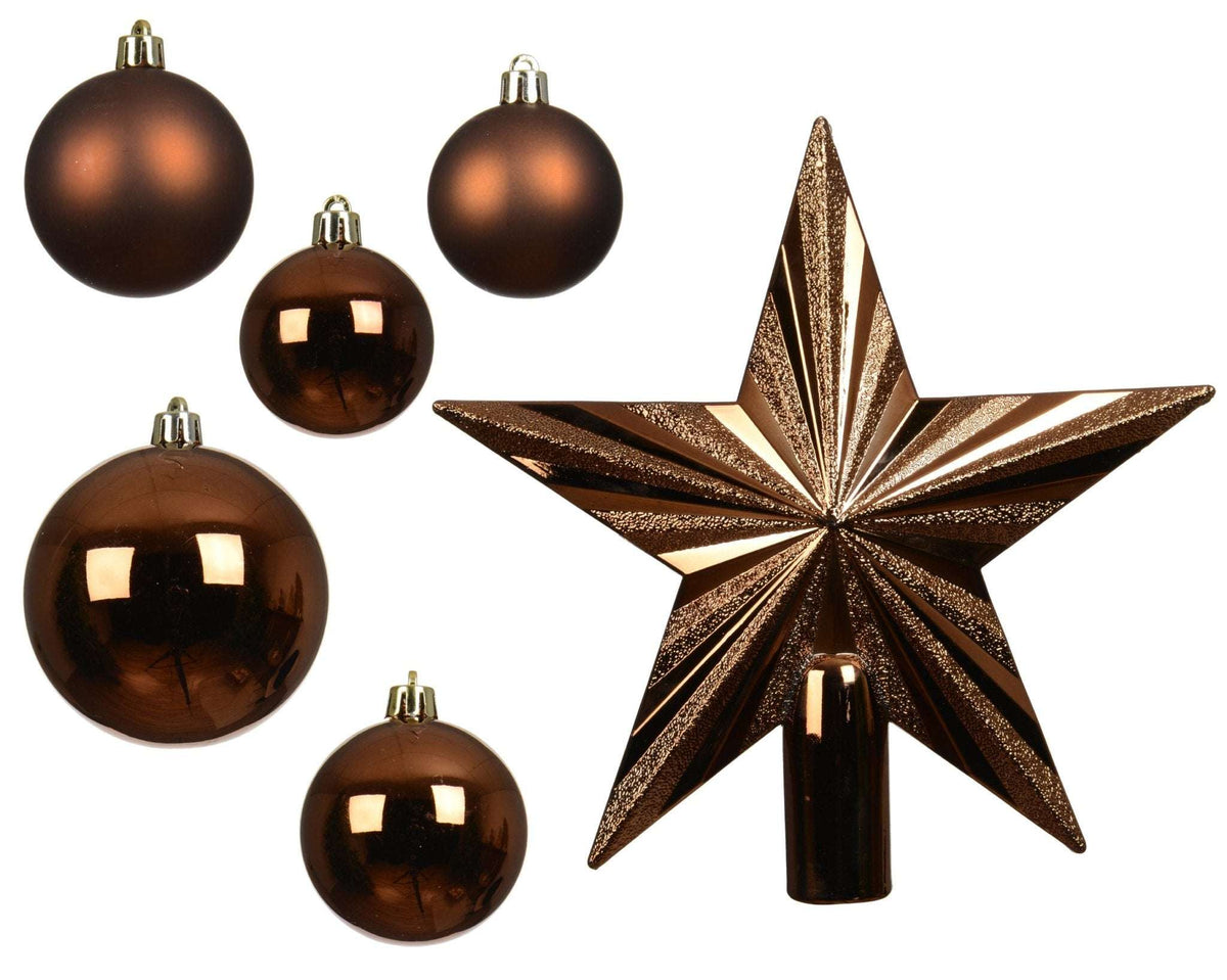 Weihnachtsset mit Spitze Braun 33-tlg. Premium (Ø 5 cm, 19 cm)