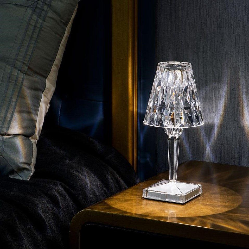Kristall-Tischlampe mit Touch-Steuerung und Akku