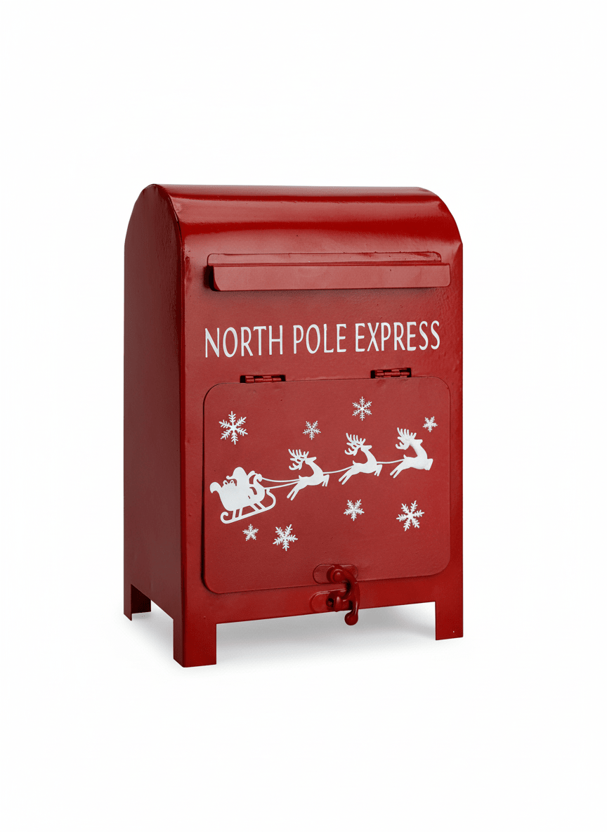 Santa Postbox „Rentierschlitten“ Rot, 23 cm