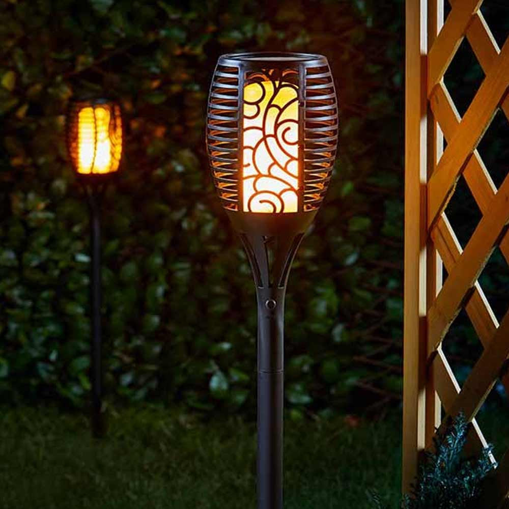 Solar-Gartenfackel mit Flammeneffekt und Metallgehäuse