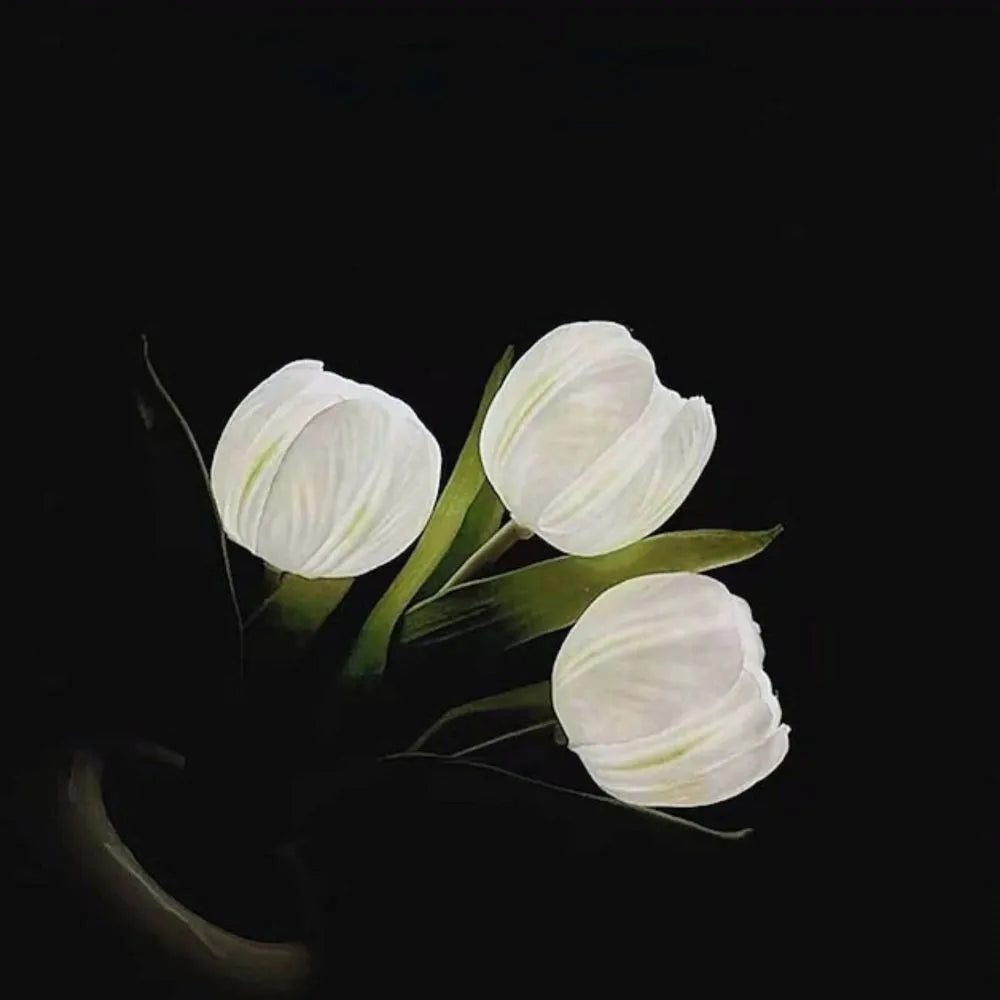 Tulpen-Nachtlicht mit LED in verschiedenen Farben und Topf