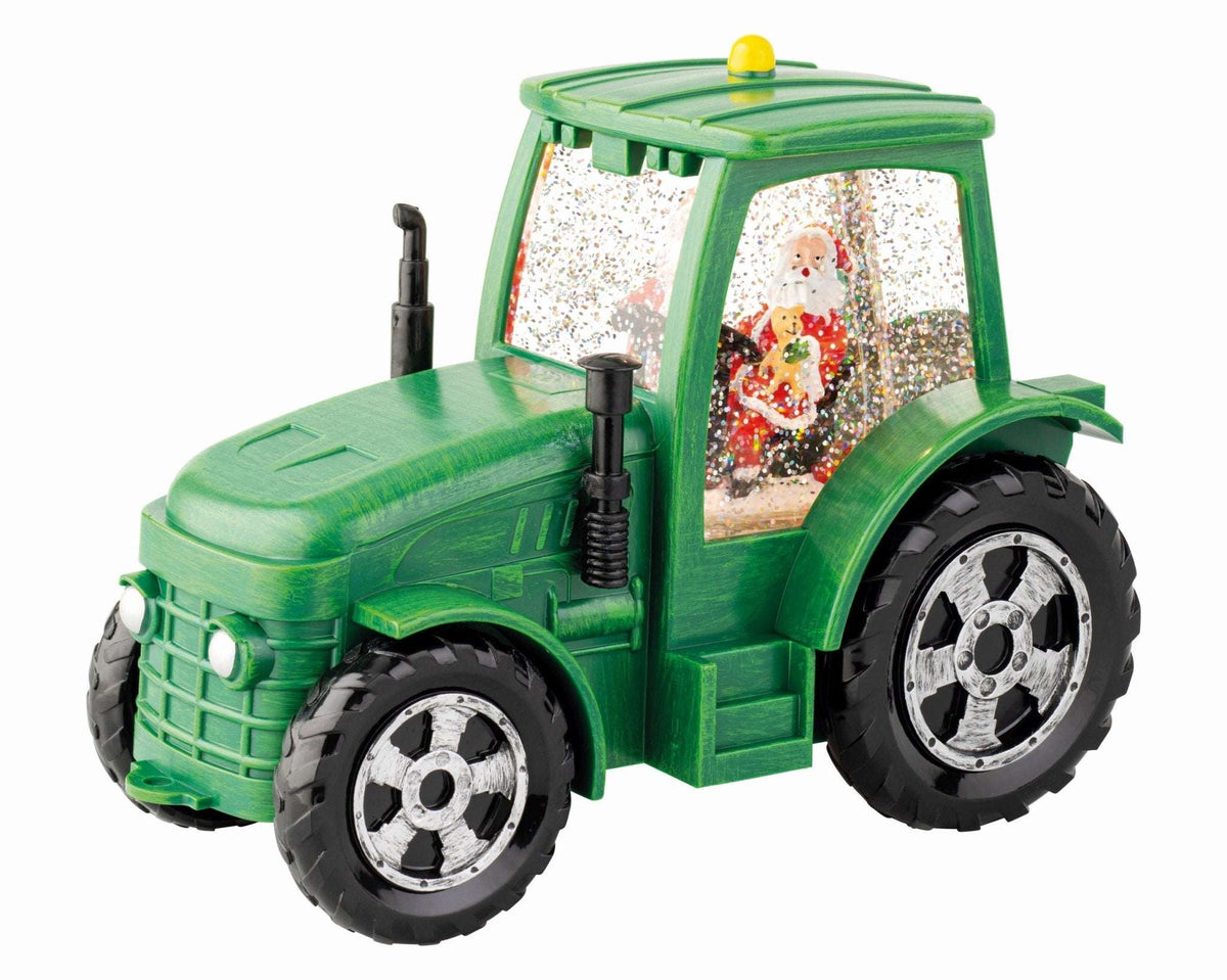 Traktor „Santa on Tour“ mit Schneeeffekt (17 x 22 x 11,3 cm)