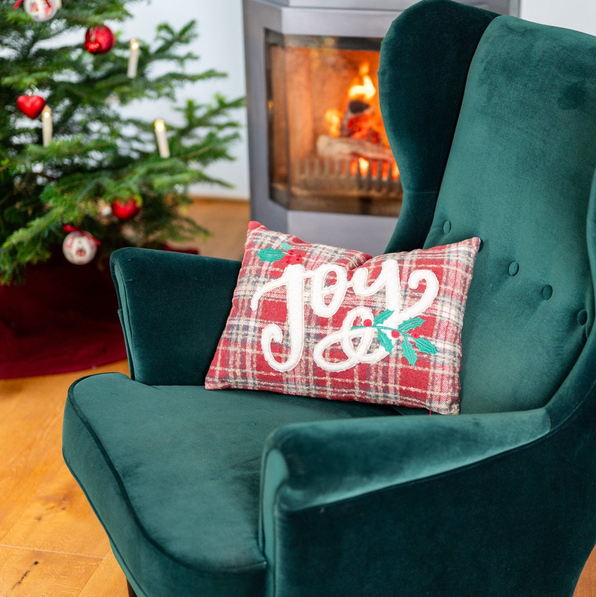 Weihnachts-Dekokissen „Joy“ (Rot)
