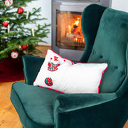 Weihnachts-Dekokissen „Tanzende Maus" (Weiß)