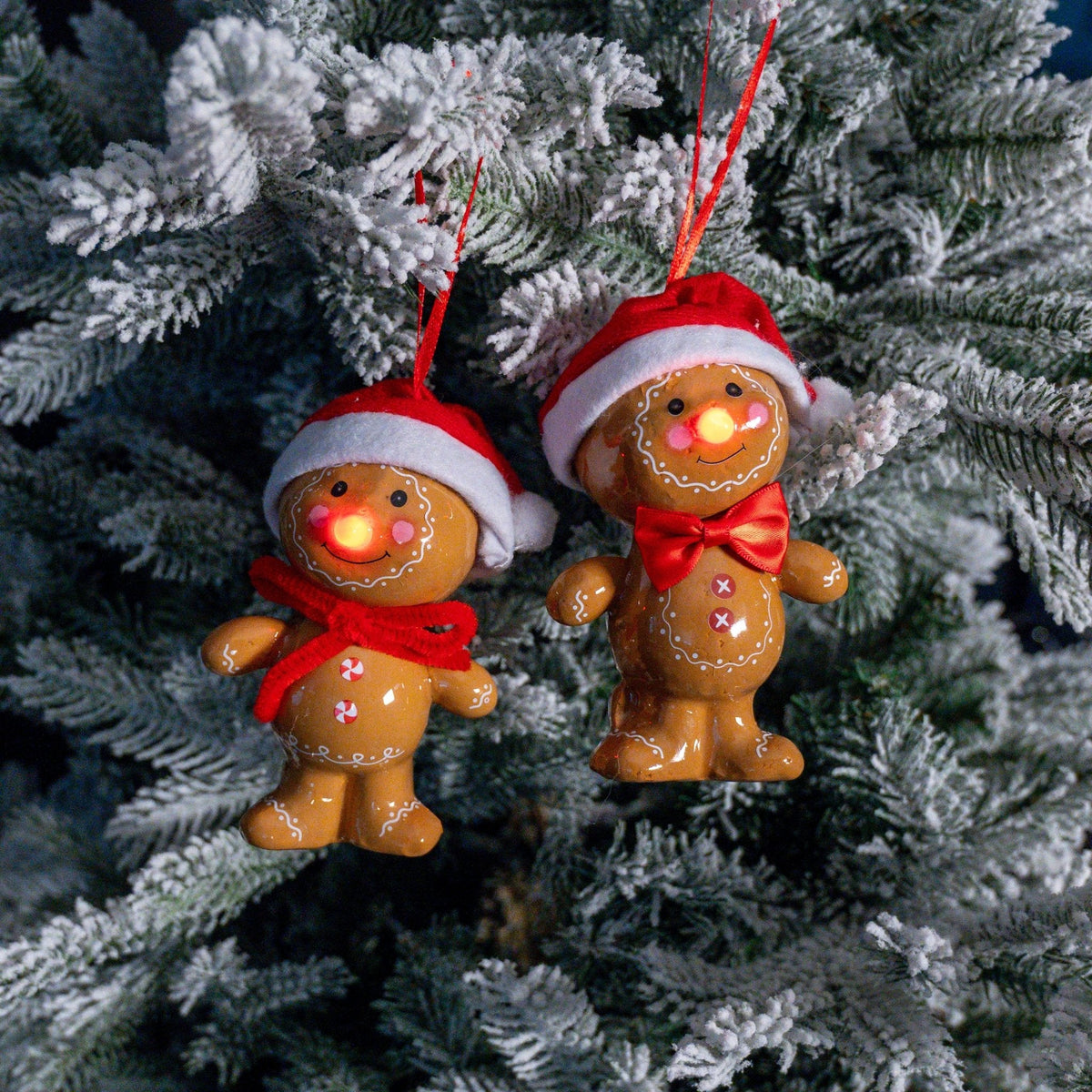Weihnachtsanhänger „Lebkuchenmann“ LED 2er-Set (12,5 x 8 x 4,5 cm)
