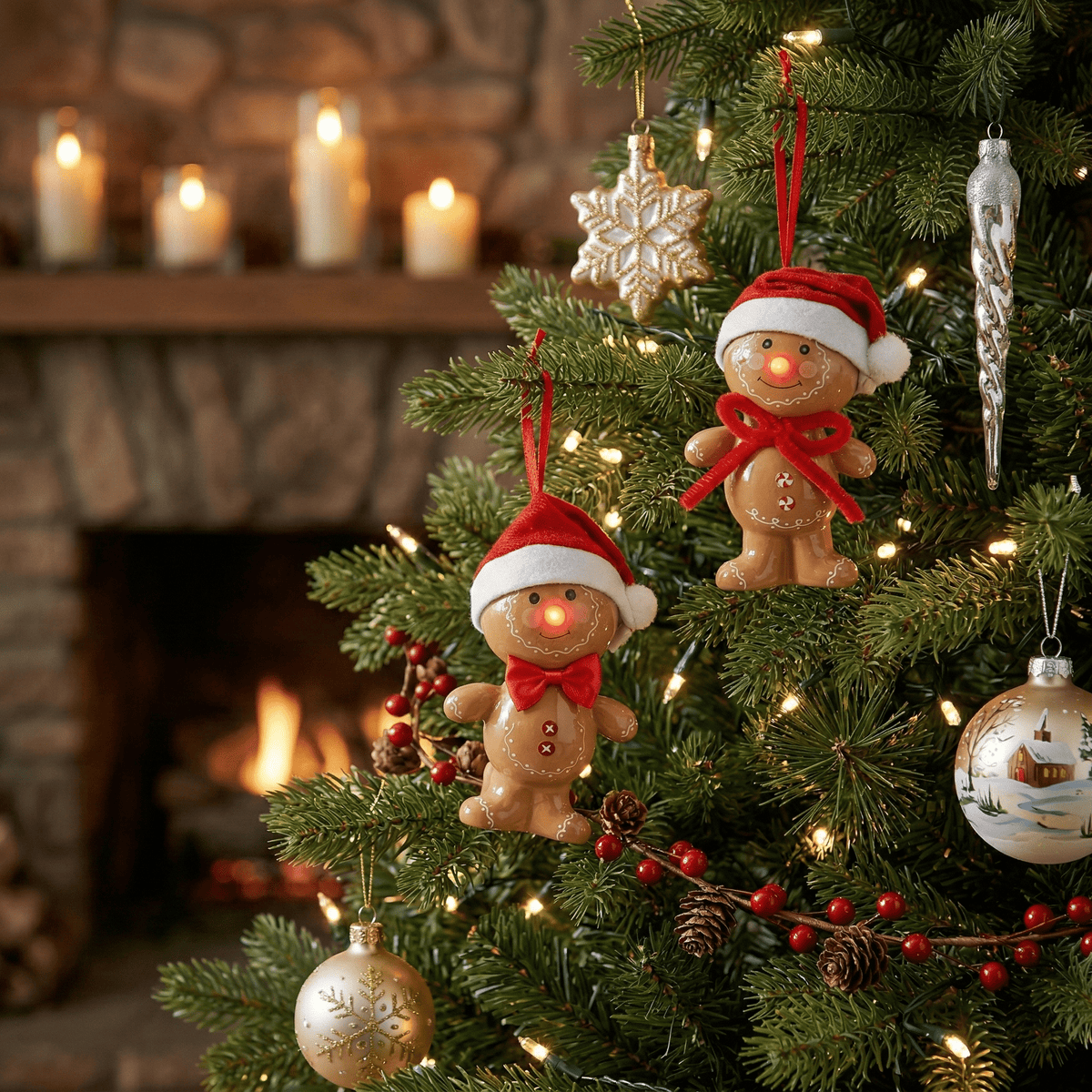 Weihnachtsanhänger „Lebkuchenmann“ LED 2er-Set (12,5 x 8 x 4,5 cm)
