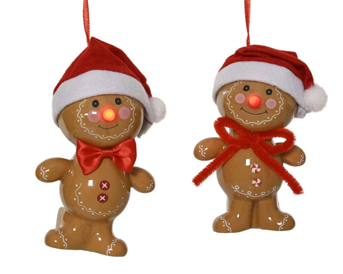 Weihnachtsanhänger „Lebkuchenmann“ LED 2er-Set (12,5 x 8 x 4,5 cm)