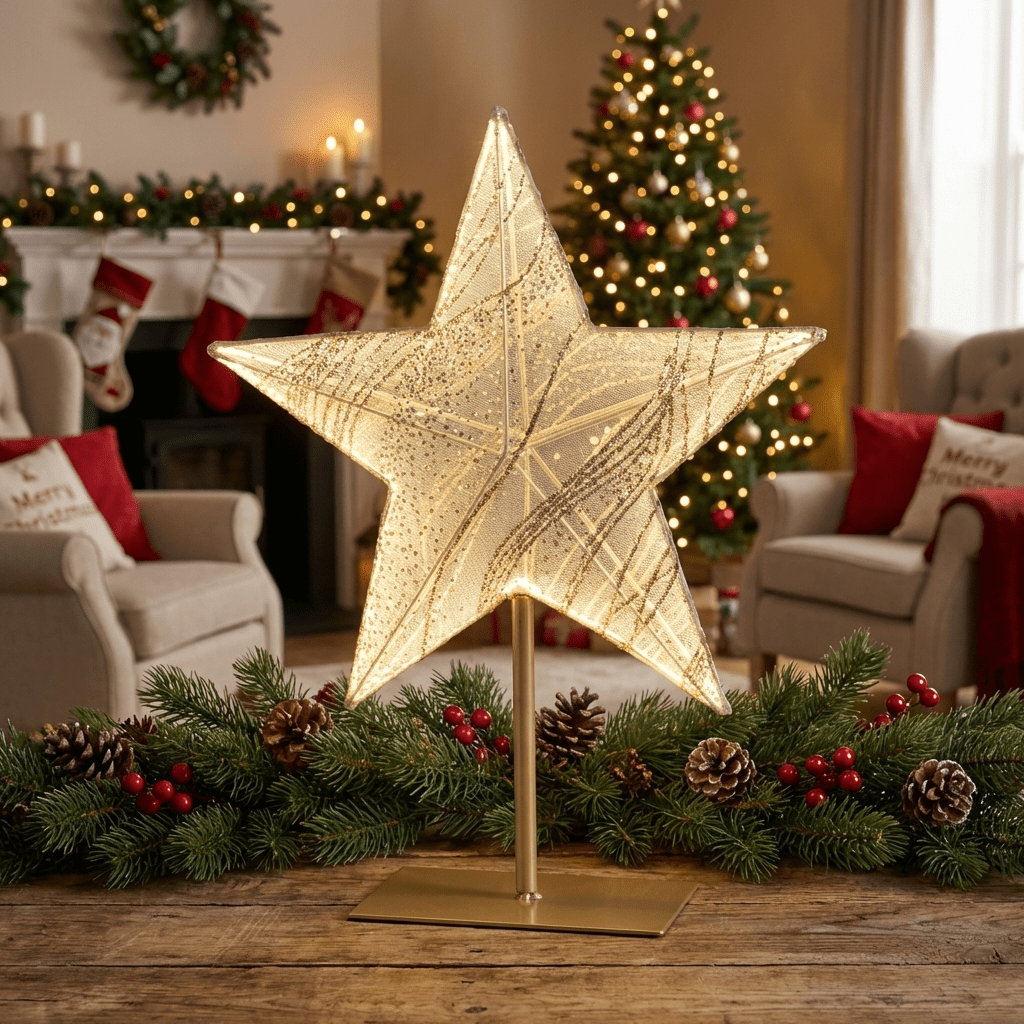 Weihnachtsstern mit LED-Beleuchtung (50 x 38 x 11 cm)