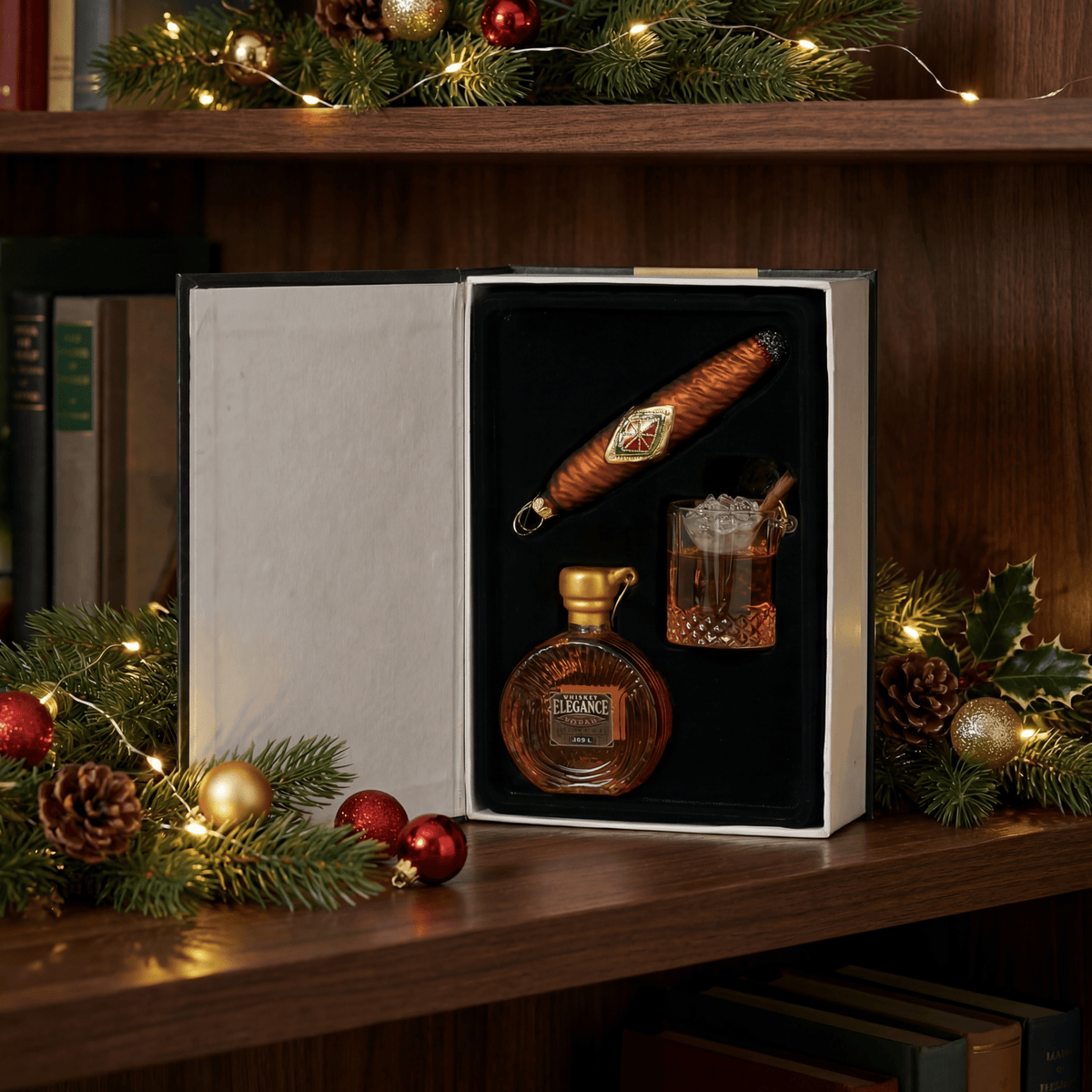 Whiskeyglas-Baumschmuck–Geschenkedition 4-tlg.