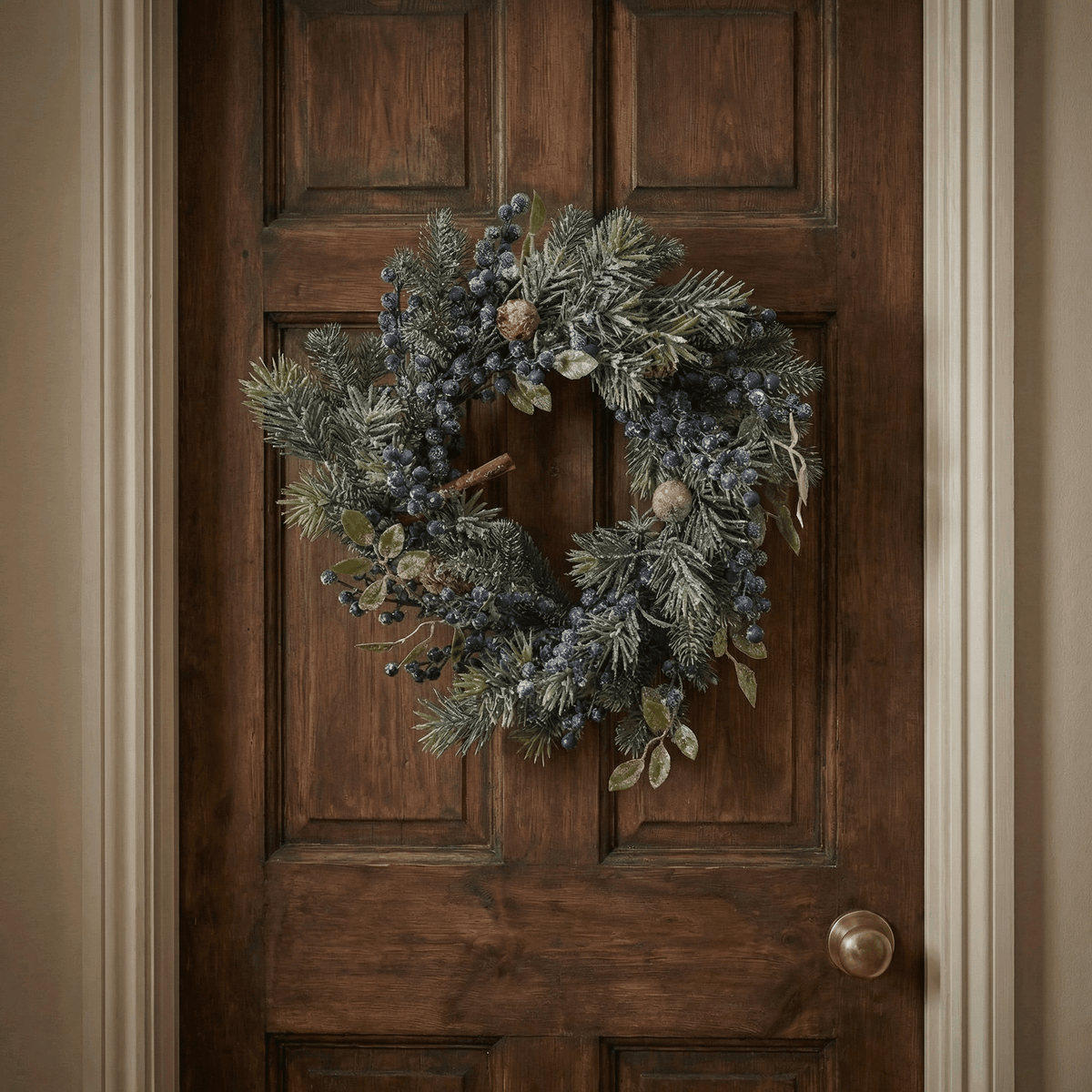 Winterlicher Kranz mit blauen Beeren klein (40 cm)