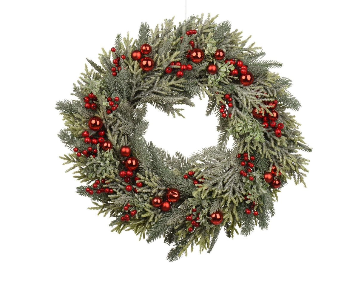 Winterlicher Kranz mit roten Beeren groß Indoor (60 cm)