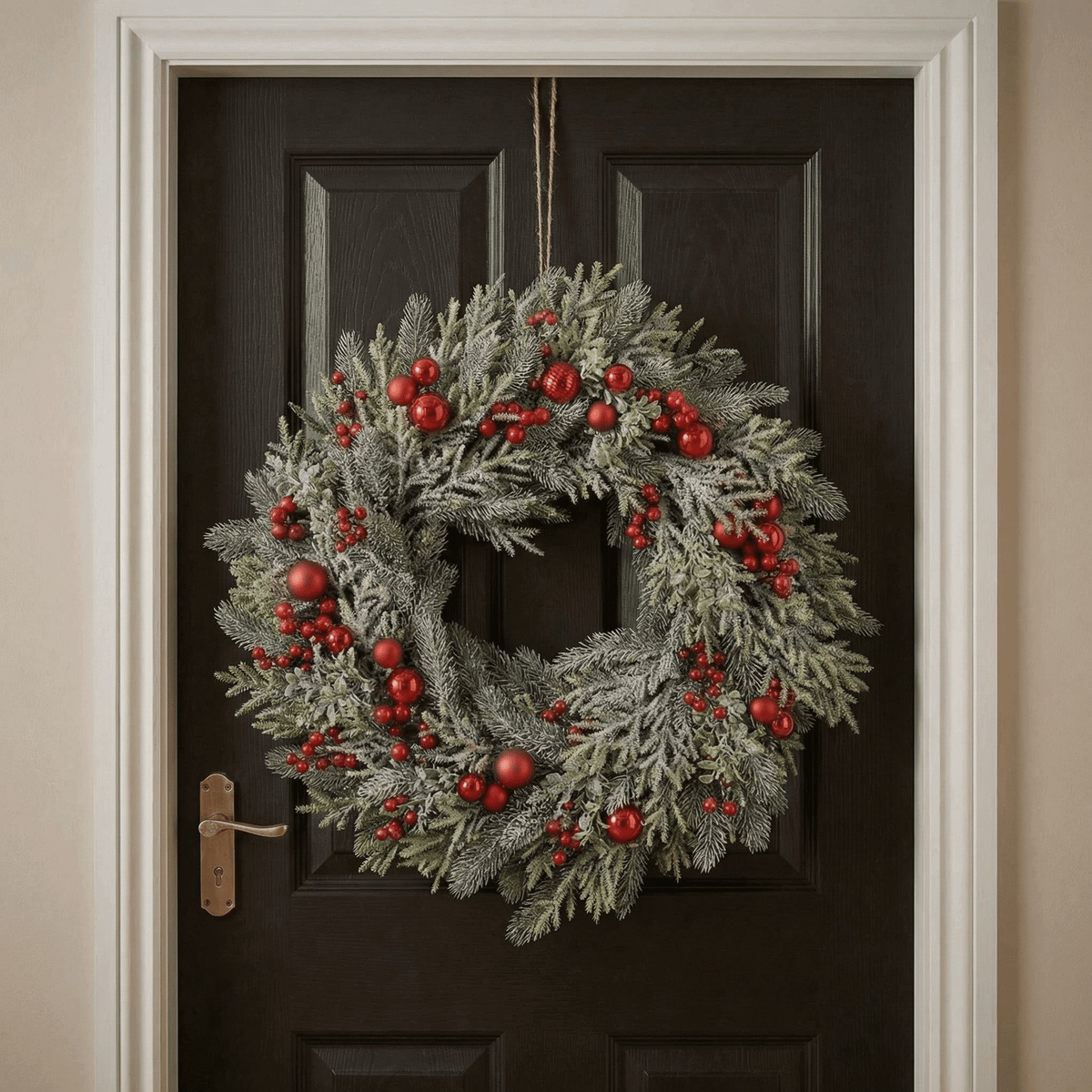 Winterlicher Kranz mit roten Beeren groß Indoor (60 cm)