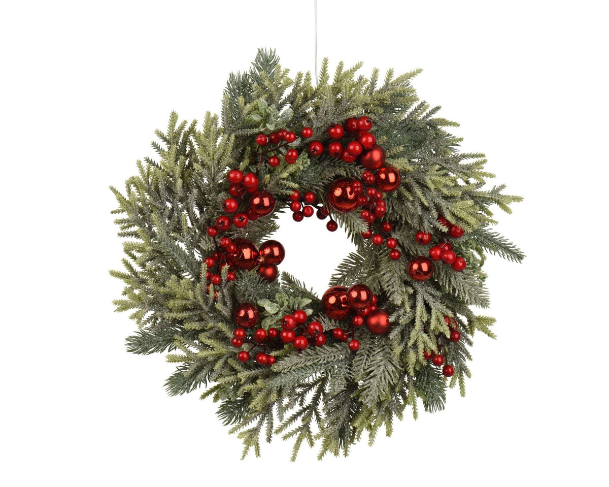 Winterlicher Kranz mit roten Beeren klein Indoor (40 cm)