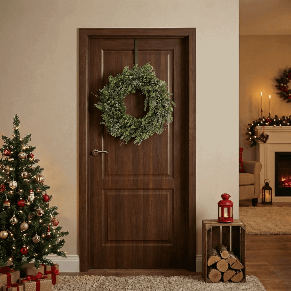 Winterlicher Kranz Natur groß Indoor (60 cm)