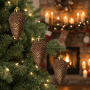 Zapfenanhänger „Weihnachtsglanz“ Espresso 6-tlg. (8 cm)