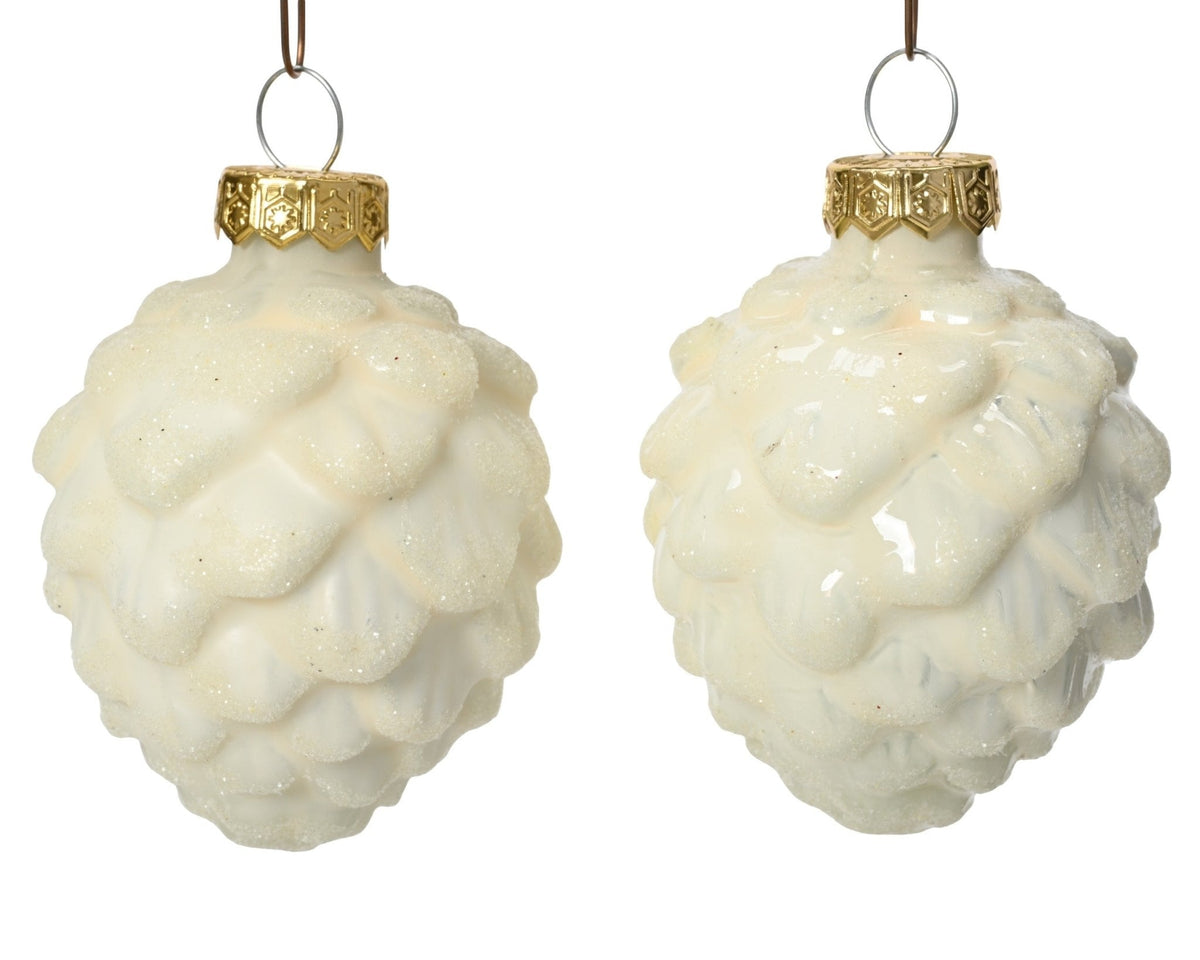 Zauberhafte Zapfenanhänger Creme 6-tlg. (7 cm)