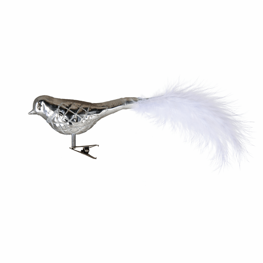 Zaubervogel Baumschmuck Silber Glitzer 2 St. (9 x 8 x 4,5 cm)