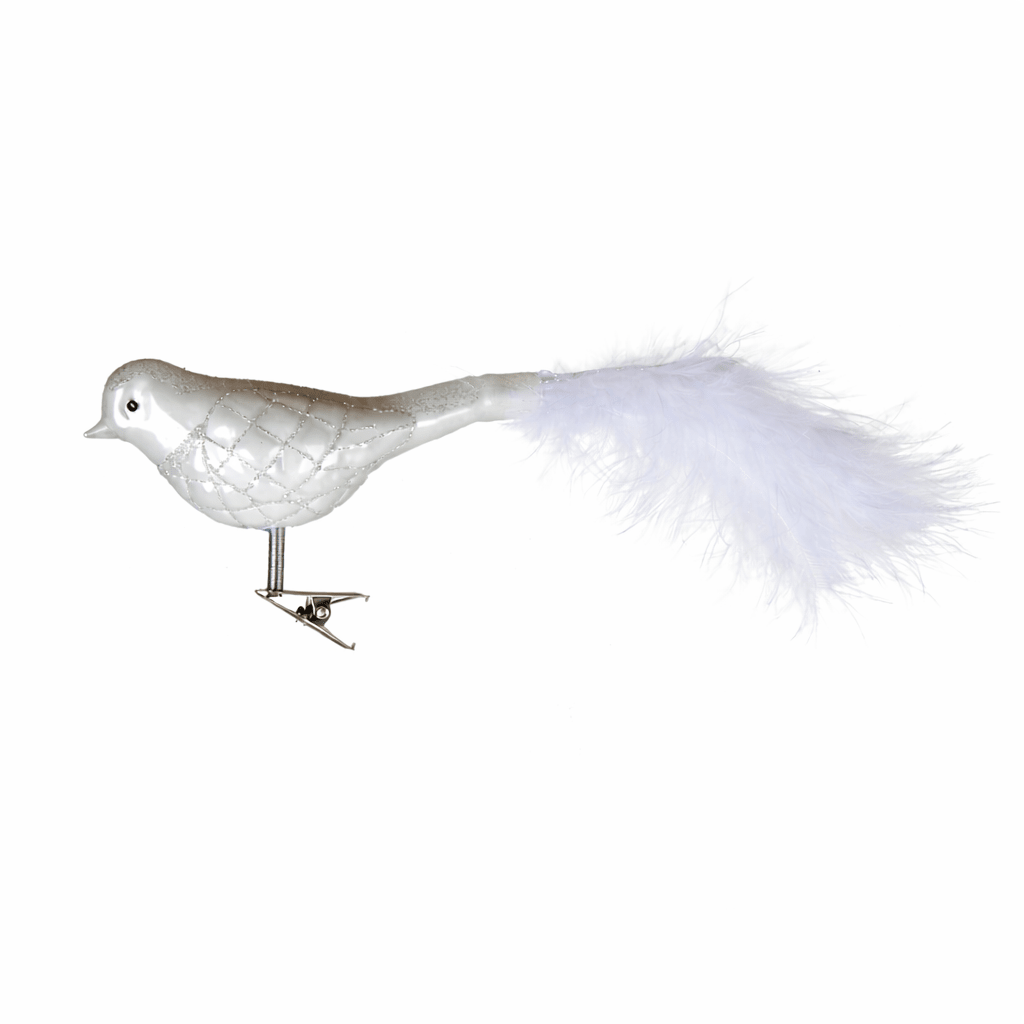 Zaubervogel Baumschmuck Weiß Glitzer 2 St. (9 x 8 x 4,5 cm)